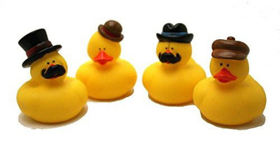 Fun Express Dapper Rubber Ducks - 12 pc pack Bath Toy(Multicolor)