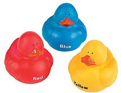 

Fun Express Primary Color Rubber Duckies - 12 Pcs Bath Toy(Multicolor)