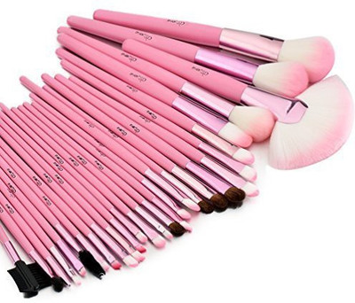 

Glow Professional Wooden Handle Make Up Brushes Set In Pink Case(Pack of 30)