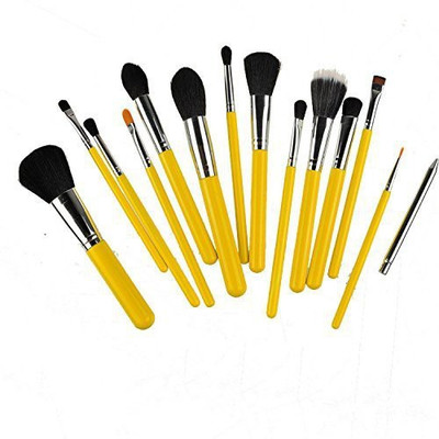 

Kolight ® Fashion Cosmetic Foundation Blending Blush Eyeliner Face Powder Makeup Brush Set (yellow+silver)(Pack of 15)
