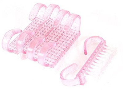 

Uxcell Finger Toe Nail Manicure Pedicure Cleaning Scrub Brush Care Tool Clear Pink(Pack of 5)