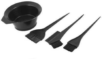 

Uxcell Black Plastic Tint Bowl Hair Dye Colouring Brush Stylist Tools(Pack of 4)