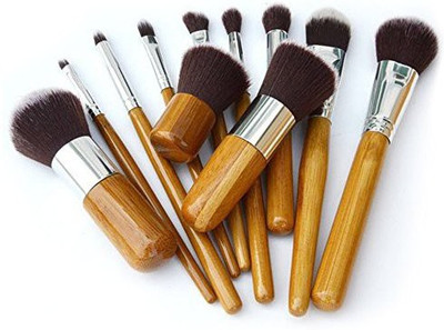 

Chinatera Wood Handle Makeup Cosmetic Eyeshadow Foundation Concealer Brush Set With Pouch(Pack of 11)