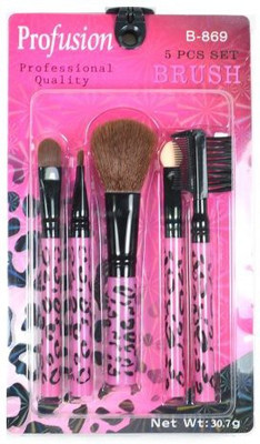 

Profusion Pink Leopard Brush Set Kit Make Up Cosmetic (b869) - Free Earring Gift(Pack of 5)