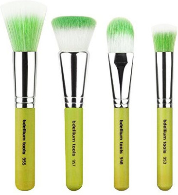 

Bdellium Tools Professional Makeup Brush Green Bambu Series Foundation . Brush Set(Pack of 4)