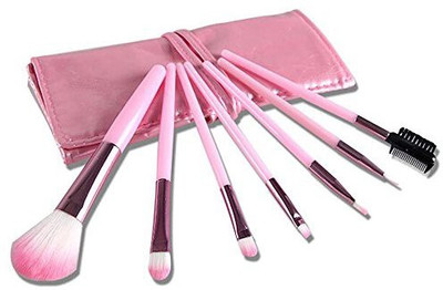 

Iebeauty Foundation Makeup Brushes Set Eyeshadow Eyeliner Blusher Pink Leather Case(Pack of 7)