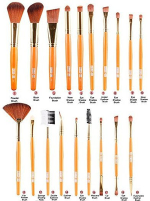

Iebeauty Pro Makeup Brushes Set Powder Foundation Eyeshadow Eyeliner Lip Brush Tool (orange)(Pack of 19)