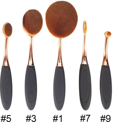 

Beautycoco Oval Rose Golden Makeup Brush Set Professional Foundation Contour Concealer Blending(Pack of 5)