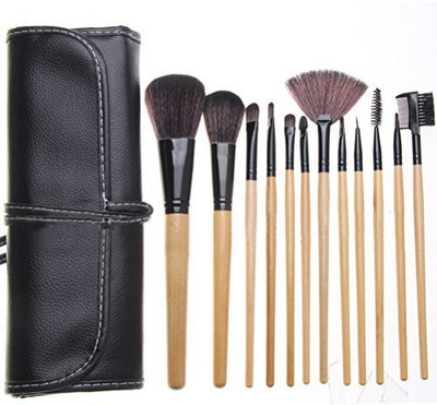

Joly Portable Wooden Handle Makeup Brush Set With Black Pouch Bag Beauty Kits(Pack of 12)