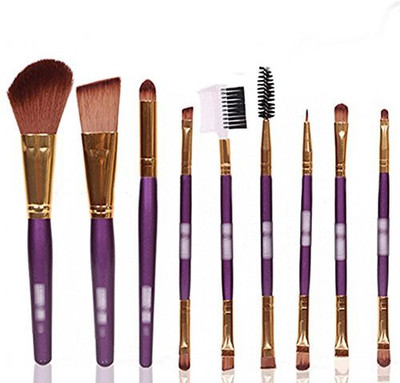 

Broadfashion Eyebrow Eyeliner Brush Makeup Brushes Set Beauty Kit (purple)(Pack of 9)