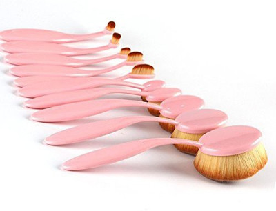 

Beautycoco Pink Oval Makeup Brush Set Professional Foundation Brushes(pink)(Pack of 10)