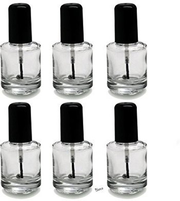 

Blanco Empty Polish Bottle Clear + Brush + Mixing Ball + Black Cap 0.5 Oz(Pack of 6)