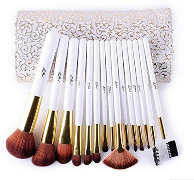 

Msq Top Quality Cosmetic Makeup Brushes Set With White Embossed Pouch For Fashion Beauty(Pack of 15)