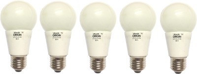 Origin 5 W Round E27 LED Bulb(White, Pack of 5)