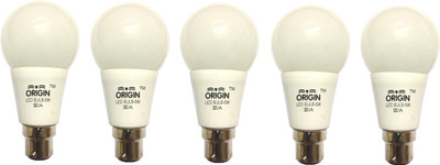 Origin 5 W Basic Round B22 LED Bulb(Yellow, Pack of 5)