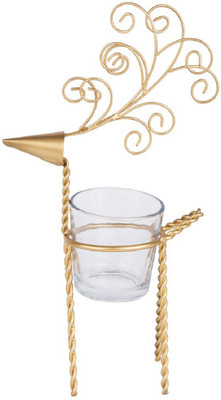 

Chumbak Dear Deer Iron Tealight Holder(Gold, Pack of 1)