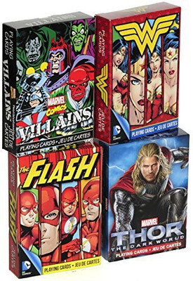 

Deluxe Games and Puzzles Marvel Comics / Dc Comics Characters Playing Cards _ Assort #3 _ 4 Unique Decks(Multicolor)