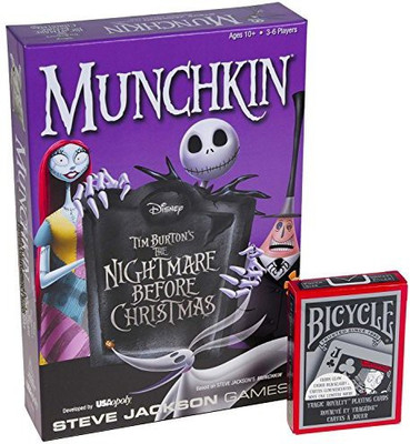 

Deluxe Games and Puzzles The Nightmare Before Christmas (Tim Burton'S) Munchkin Game _ Bonus Tragic Royalty Playing Cards _ Bundle(Multicolor)