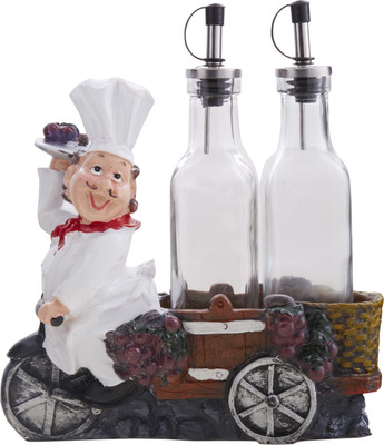 

EZ Life Fat Foodie Chef Resin Holder - Oil & Vinegar Bottles Oil & Vinegar Set(Stoneware)