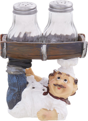

EZ Life Dancing Chef Resin Holder - Salt Pepper Shakers-Brown Salt & Pepper Set(Stoneware)