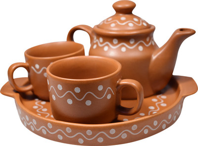 

Gallery99 White Dotted Brown Ceramic Tea Pot,Tea Plate & 2 Tea Cup Set Ceramic(Multicolor, Pack of 4)