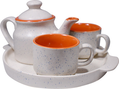 

Gallery99 Natural Ceramic Tea Pot,Tea Plate & 2 Tea Cup Set Ceramic(Multicolor, Pack of 4)