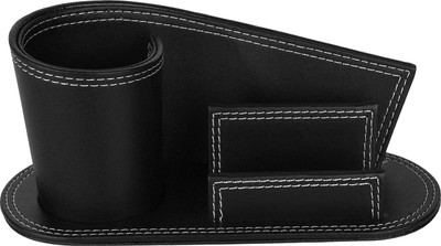 

FABBiTY 2 Compartments Faux Leather Leather Pen Holder(Black)