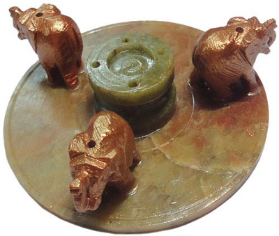 

Dharohar The Heritage Incense Stick Holder (Triple Elephant) Marble Incense Holder(Brown)