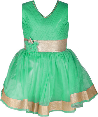 

La Bele Girls Midi/Knee Length Party Dress(Light Green, Sleeveless, Sea green