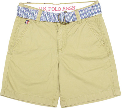 

US Polo Kids Short For Boys Casual Solid Cotton(Brown, Pack of 1, Khakhi