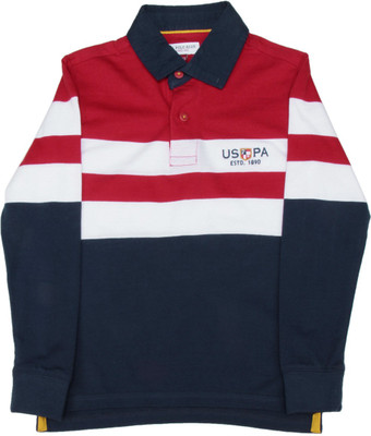 

US Polo Kids Boys Solid Cotton T Shirt(Red, Pack of 1, Med red