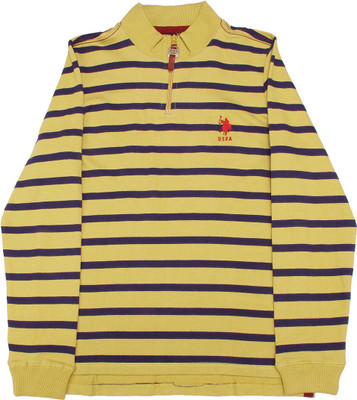

US Polo Kids Boys Solid Cotton T Shirt(Yellow, Pack of 1, Me. yellow