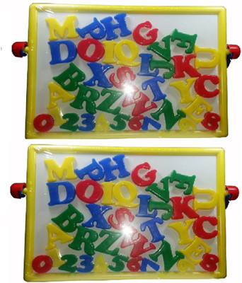

New Pinch 2 in 1 Magnetic Educational Board with Alphabets & Numbers (multicolor) pack of 2(Multicolor)