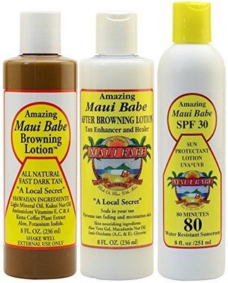 

Maui Babe Variety Beach Pack (browning Lotion , After Browning Lotion , And Spf 30 Sunblock )(236 ml)