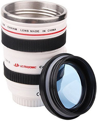 

Skywalk Camera lens shaped tea coffee mug travel flask (White) Plastic Mug(200 ml)