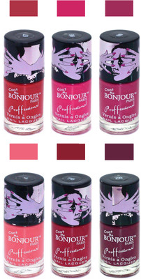 

Bonjour Paris True Matte Nail Polish Red-Pink-Pink-Peach-Red-Burgundy(Pack of 6)