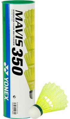 

Yonex Yonex Mavis 350 Shuttle cock (1/2 dozen) Nylon Shuttle - White, Yellow(Medium, 77, Pack of 6)