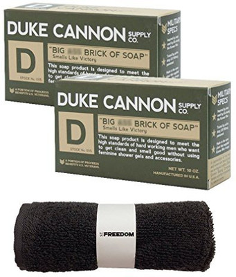 

Duke Cannon Mens Bar Soap Multi-pack And Freedom Washcloth - 2 Big American Bricks Of Smells Like Victory Soap(283.4 g)