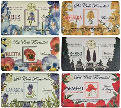 

Saponeria Nesti Firenze Set Of 6 Assorted Triple Milled Perfumed Vegetal Soaps, "dei Colli Fiorentini" Line(250 g, Pack of 6)