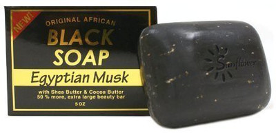 

Original African Black Soap W Shea Butter & Cocoa Butter, Egyptian Musk - 6 Pack(141.7 g, Pack of 6)