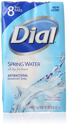 

Dial Spring Water Antibacterial Deodorant Soap For Unisex, 8 Count(113 g, Pack of 8)