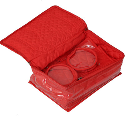 

Kuber Industries Locker Jewellery Kit, Box In Velvet Quilted Material With 12 Pouches (Red) -KI19394 Makeup Vanity Box(Red)