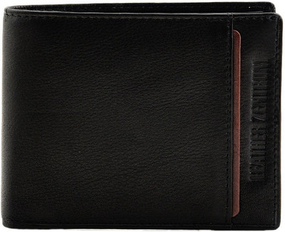 

Leather Zentrum Men Black Genuine Leather Wallet(8 Card Slots)