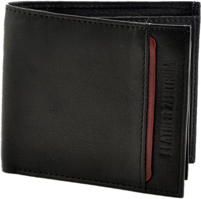 

Leather Zentrum Men Black Genuine Leather Wallet(10 Card Slots)