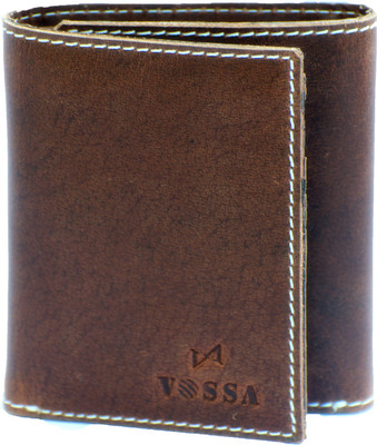

Vossa Men Brown Genuine Leather Wallet(10 Card Slots)