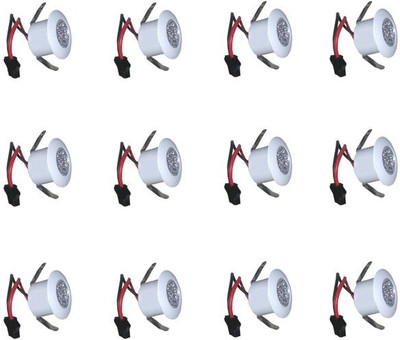 

Glazo 1 watt LED COB/Spot/Button Light warm white (Yellow) pack of 12 Recessed Ceiling Lamp