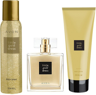 

Avon Anew Little Gold Dress Combo (EDP + Deodorant + Skin Softener)(Set of 3)