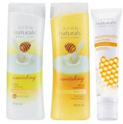 

Avon Anew Naturals Milk & Honey Beauty Kit(lotion+shower gel+cleanser)(Set of 3)