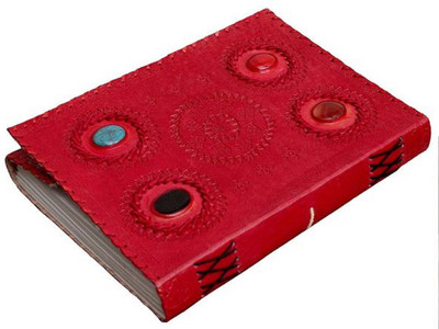 

ININDIA A5 Diary(Real Vintage Hunter Leather Handmadepaper Notebook Diary For office Home to Write Poem Daily - Size of (H) 10X(L) 7, Red)