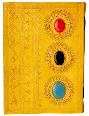 

ININDIA A5 Diary(Real Vintage Hunter Leather Handmadepaper Notebook Diary For office Home to Write Poem Daily Update - Size of (H) 10X(L) 7, Yellow)